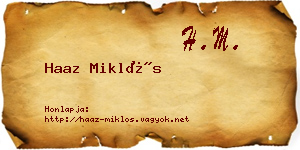 Haaz Miklós névjegykártya